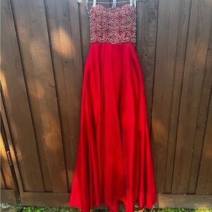 Sherri Hill Red and Gold Prom Dress